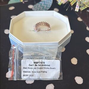 Rose Gold Plated Smoky Quartz Ring BP Cant be Intimidated 7470